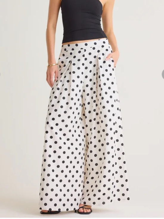 Altar'd State Pants - Altar'd State Black & White Polka Dot Wide-Leg Flowy Pants Lightweight M